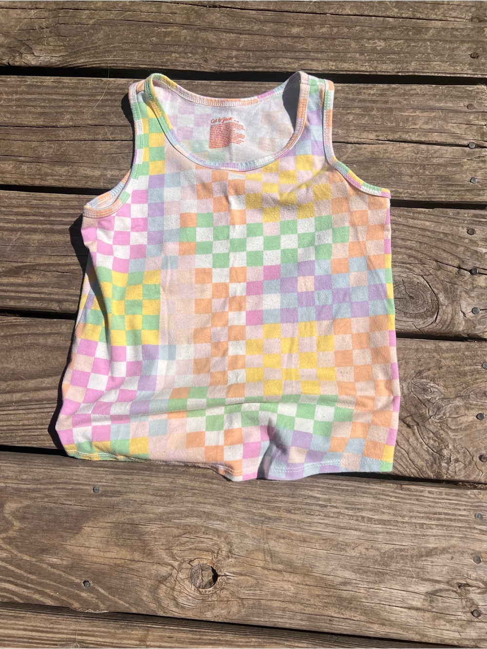 Kids CAT & JACK Pastel Checkered Tank Top - Multicolor size medium (8)